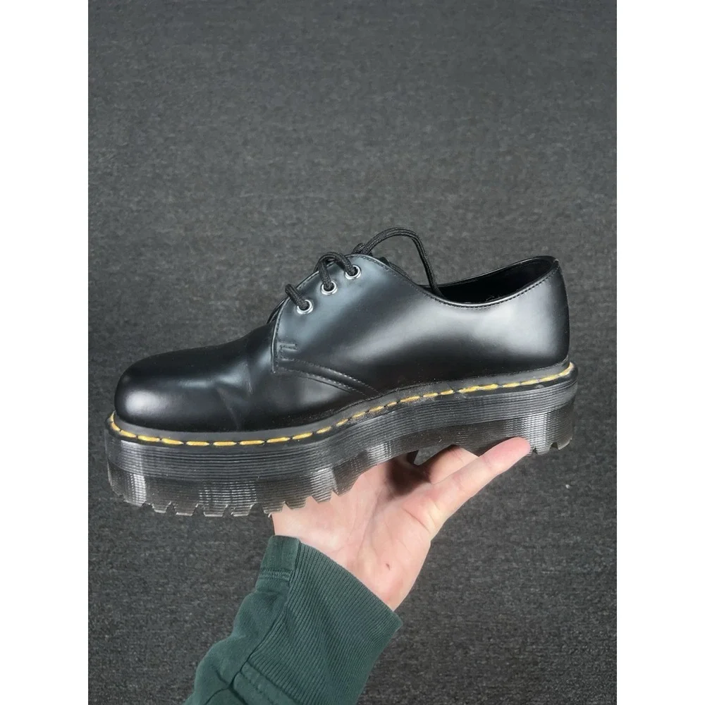 Dr Martens 1461 Quad Platform Leather Shoes Women 9 Black Lug Sole Platform